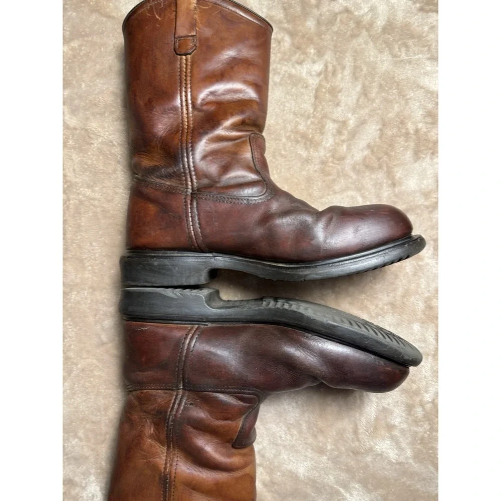 Vintage Red Wing SuperSole Steel Toe Lined Brown Leather Boots 9.5 D USA